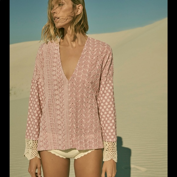 Zara Tops Zara Embroidery Eyelets Crochet Blouse Poshmark